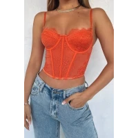 Feel The Passion Lace Bustier Burnt Orange
