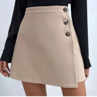 High Waist Wool-Mix Wrap Skirt