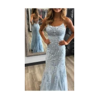 Applique Long Mermaid Prom Dress KSP579