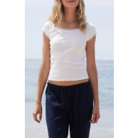 John Galt White Larissa Lace Top | PacSun