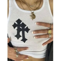 Rib Cross Patched Crop Tank Top