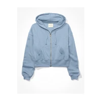 AE Cropped Zip-Up Hoodie Womens Light Blue