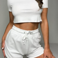 White Tie Waist Runner Shorts