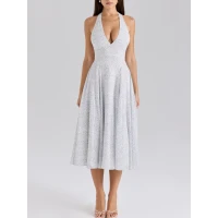 SOLADA Polka Dot Print Georgette Halter Sundress | Nordstrom