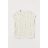 H & M - Cable-knit Sweater Vest - White