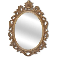 SIMON'S SHOP Oval Mirror Baroque Style Decorative Mirrors for Wall, 17.5 x 12.8 inches, Gold, Vintage Decor
