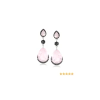 Black Spinel Drop Earrings in Sterling Silver