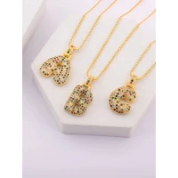 1pc Cubic Zirconia Decor Letter Charm Necklace