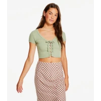 Laced-Front Crop Top