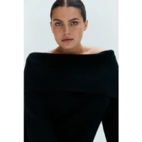 Rib-knit Off-the-shoulder Sweater
