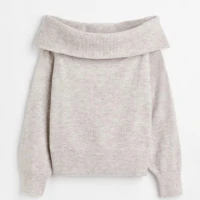 Off-the-shoulder Sweater - Light beige melange - Ladies | H&amp;M US