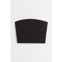 H & M - Jersey Crop Tube Top - Black