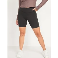 Extra High-Waisted PowerChill Crossover Hidden-Pocket Biker Shorts for Women -- 8-inch inseam