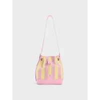 Striped Bucket Bag - Yellow