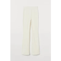 H & M - Flared Velour Leggings - White