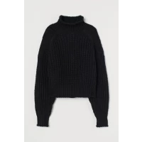 H & M - Ribbed Turtleneck Sweater - Black