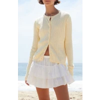 John Galt Yellow Zoe Cable Knit Cardigan | PacSun