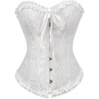 Lacing Corset Top Satin Floral Boned Overbust Body Shaper Bustier: Clothing, Shoes & Jewelry