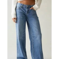 Eco medium indigo low rise jeans