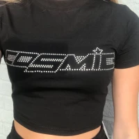 Black Cosmic Top  Sparkle T-shirt  Rhinestone Cropped Tank - Etsy UK