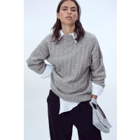 Oversized Rib-knit Sweater - Light gray melange - Ladies | H&amp;M US