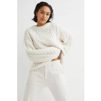 Cable-knit Sweater - Cream - Ladies | H&amp;M US