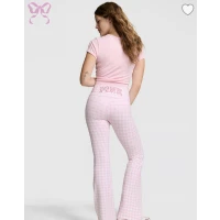 PINK x LoveShackFancy Cotton Foldover Flare Leggings