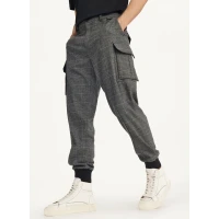 DKNY Plaid Menswear Jogger With Ribbed Cuf in Grey Size 38