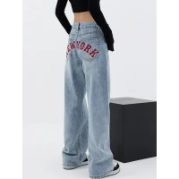 Back Embroidered Baggy Boyfriend Jeans