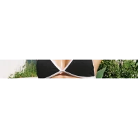Olivia Adjustable Triangle Bikini Top Black / White - US 12 / Black / White