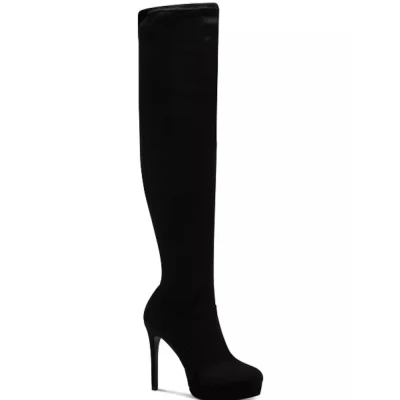 Black Suede Thigh High Boot