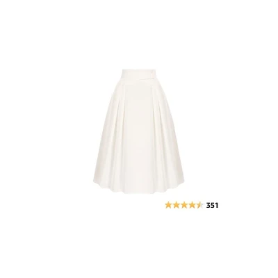 High Waisted Pleated A-Line Skirt with Pockets