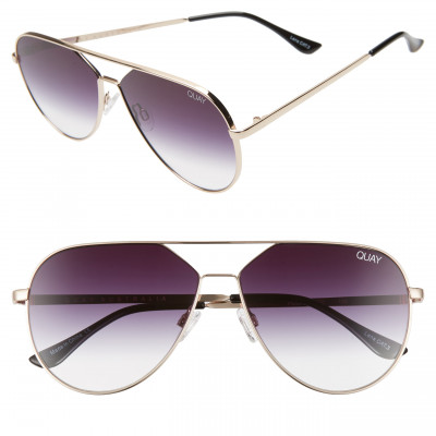 Womens Quay Australia X Lizzo Hold Please 55mm Aviator Sunglasses - Gold/ Fade