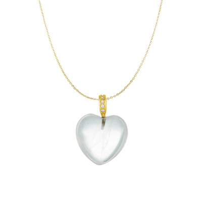Milky Crystal Stone Heart Necklace