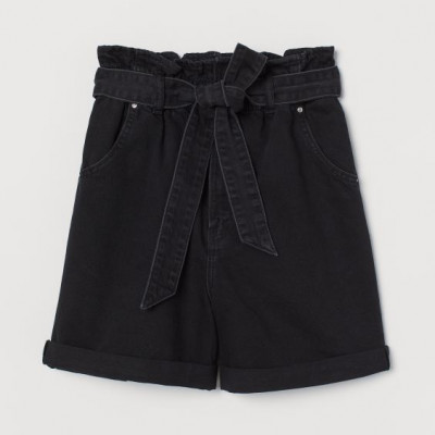 Denim Paper-Bag Shorts