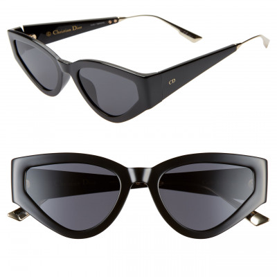 Womens Dior Catstyle1 53mm Cat Eye Sunglasses - Black/ Grey Ar