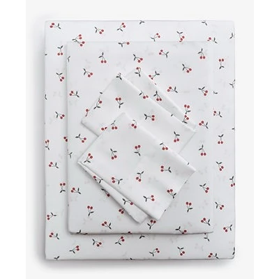 Printed Cotton Sateen 4-Pc. Sheet Set, Queen