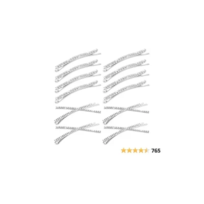 12 Pieces Rhinestone Bobby Pins Decorative Fancy Crystal Bobby Pins Shiny X Shaped Hair Clips Metal Hair Barrettes Bling Diamond Wedding Hair Accessories for Women Ladies Girls (Silver)