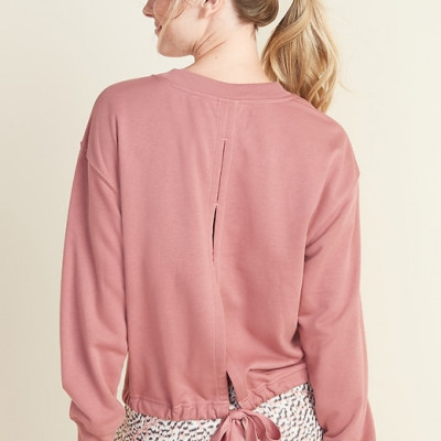 Loose French-Terry Tie-Back Sweatshirt for Women