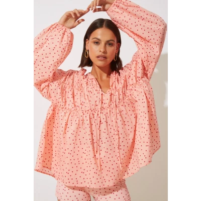 Coral Cotton Voluminous Top
