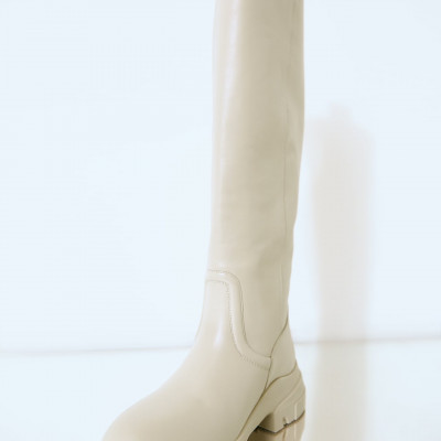 Low Heeled Leather Tall Boots