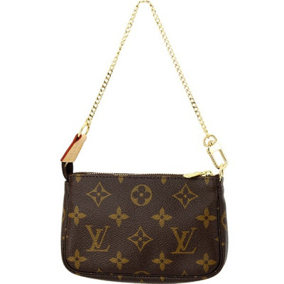 Louis Vuitton Mini Pochette Accessoires Monogram Brown Mini Bag Handbag Brown Leather Women New