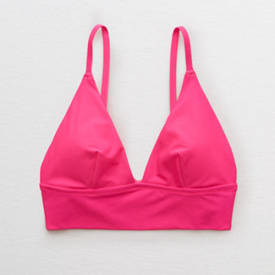 Aerie Longline Triangle Bikini Top Womens Miami Pink