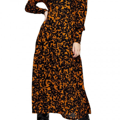 Topshop Floral Print Long Sleeve Maxi Shirtdress | Nordstrom