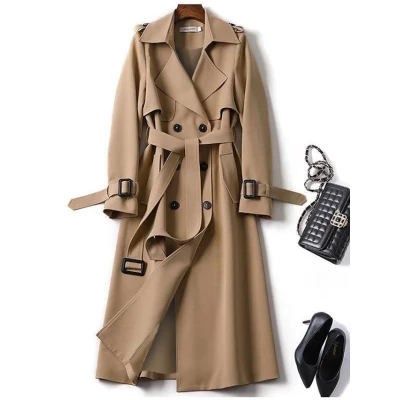 Women's Trench Coat Daily Fall Winter Long Coat Regular Fit Warm Fashion Classic Jacket Long Sleeve