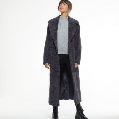 Dark Grey Soft Faux Fur Maxi Coat