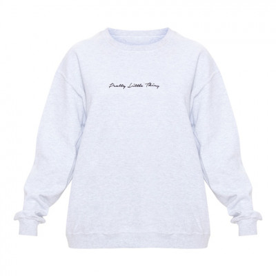 Ash Grey Embroidered Sweater