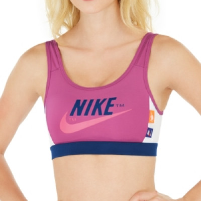 Nike Womens Swoosh Logo Scoop-Back Medium-Support Sports Bra