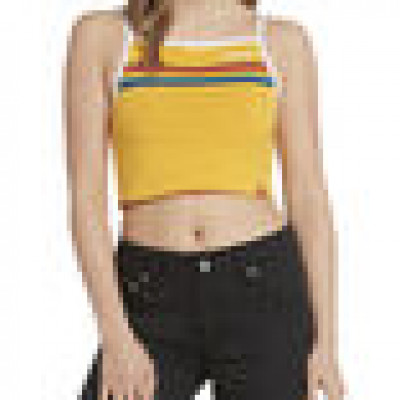 Girl Juniors' High Neck Rainbow Tank Top, Yellow