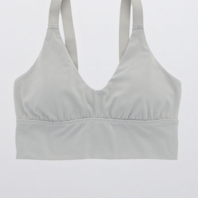 Aerie Real Me Twist Back Sports Bra Womens Silver Shadow XXS